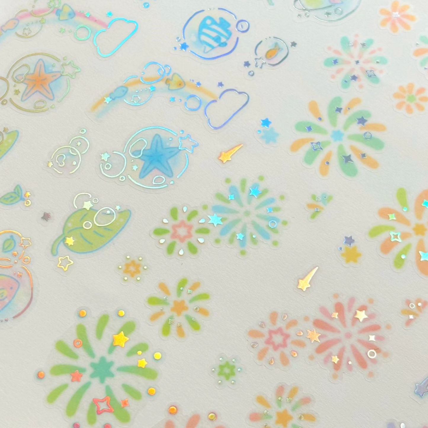 [CW50] Dreamy Fireworks Holographic Kisscut Masking Tape 30mm x 5m