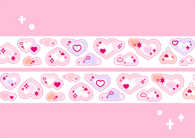 [CW48] Cotton World Sparkling Heart Kisscut Masking Tape 25mm x 5m