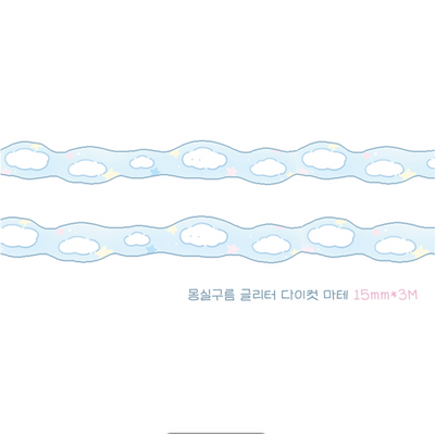 [SY29] Syomsyom Soft Clouds Glitter Diecut Masking Tape 15mm x 5m (options)