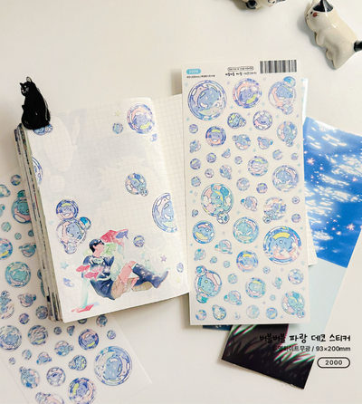 [SS25] Sik Sik in the House Bubble Bubble Blue Sticker Sheet