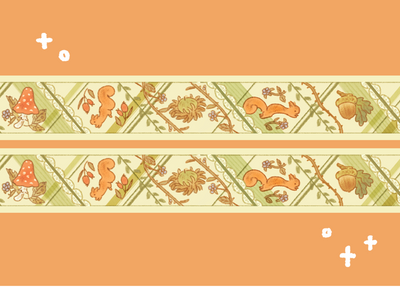 [CW60] NEW Cotton World Forest Squirrel Masking Tape 15mm x 10m