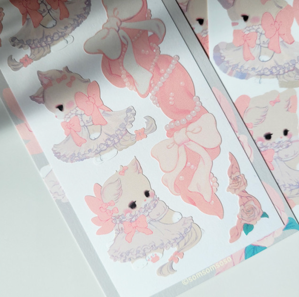 [SO33] NEW Somsomsoso Little Cat Warm Cotton Sticker Sheet