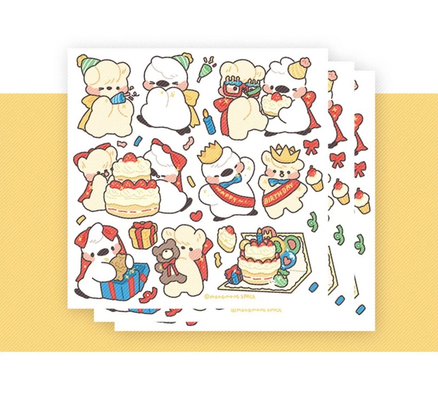 [MM27] Mong Mong Space Birthday Pinu Self-cut Sticker Pack