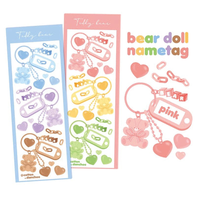 [DC12] Danchoo Teddy & Bear Doll Name Tag Sticker Sheet (color/style options)