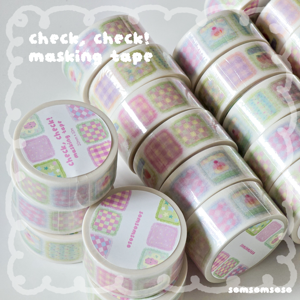 [SO40] NEW Somsomsoso check, check! Masking Tape 20mm x 10m