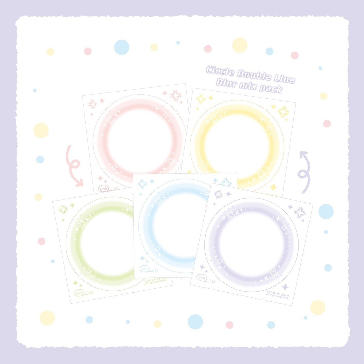 [LT56] Lita Planet Double Line Blur Memo Sticker Pack (shape options)