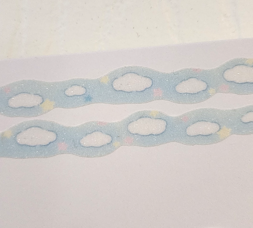 [SY29] Syomsyom Soft Clouds Glitter Diecut Masking Tape 15mm x 5m (options)