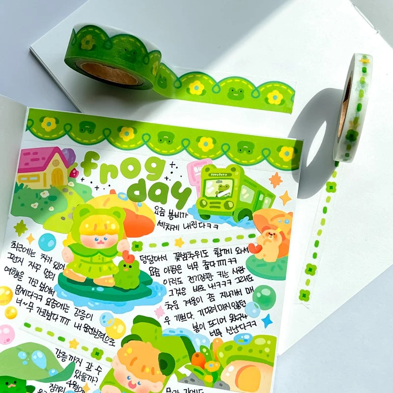 [PO04] DISCOUNT DESK Poku Poku Studio Stitch Masking Tape (Froggy/Watermelon)