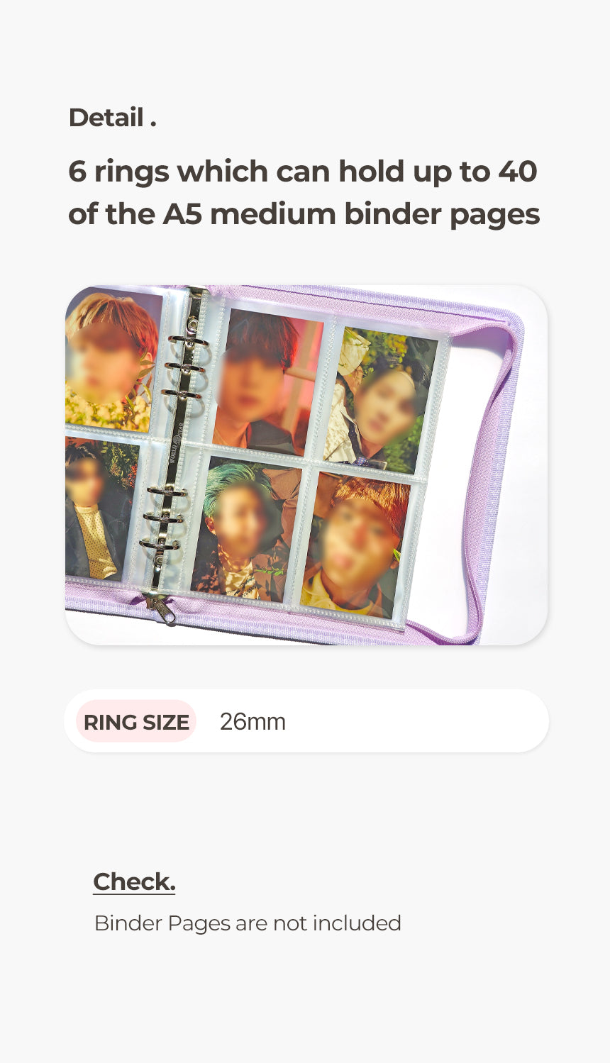 [YD02] Yudaeng A5 Medium 6 Ring Collector Zipper Pastel Binder (options) *LIMIT 2***