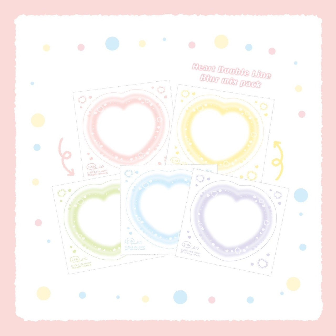 [LT56] Lita Planet Double Line Blur Memo Sticker Pack (shape options)