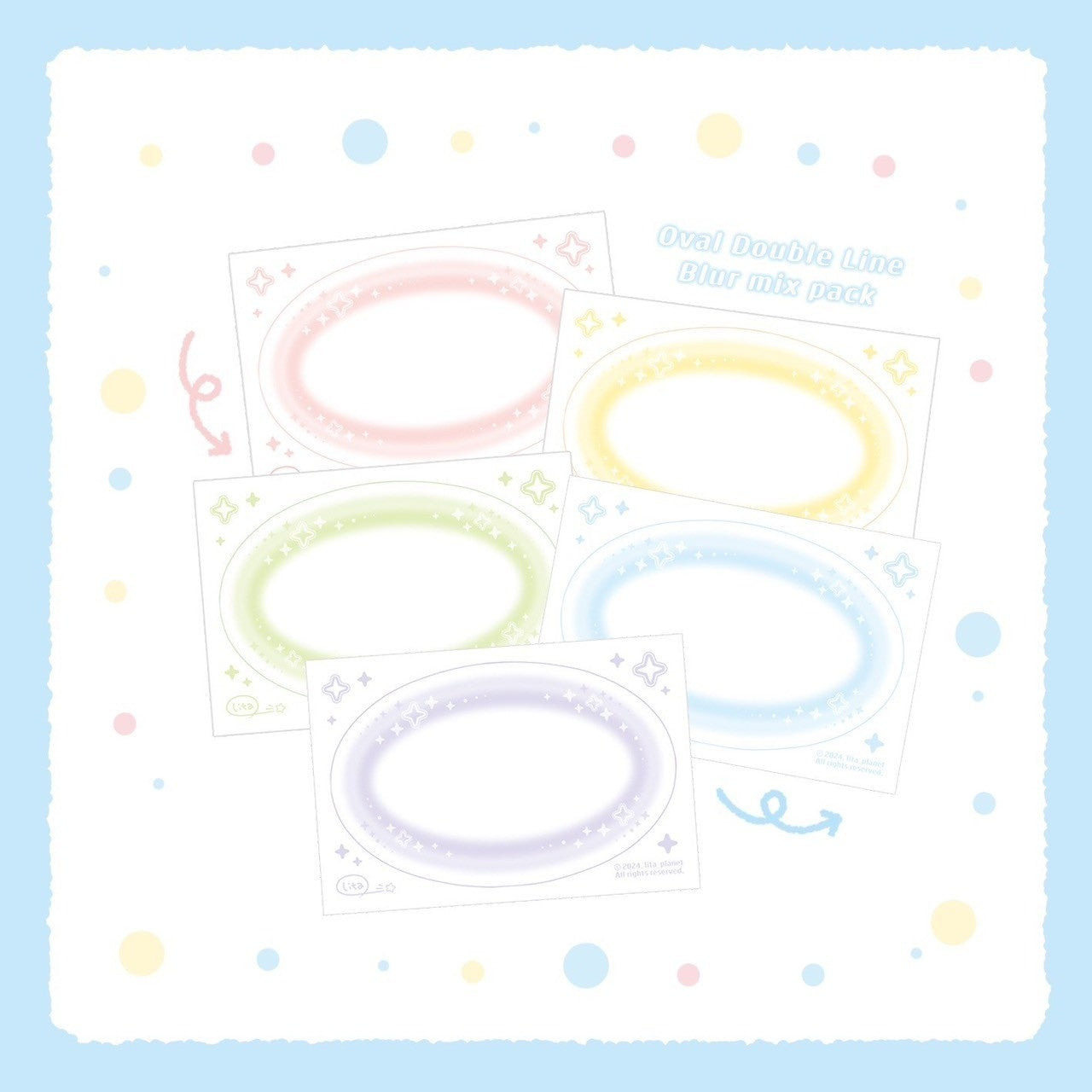 [LT56] Lita Planet Double Line Blur Memo Sticker Pack (shape options)