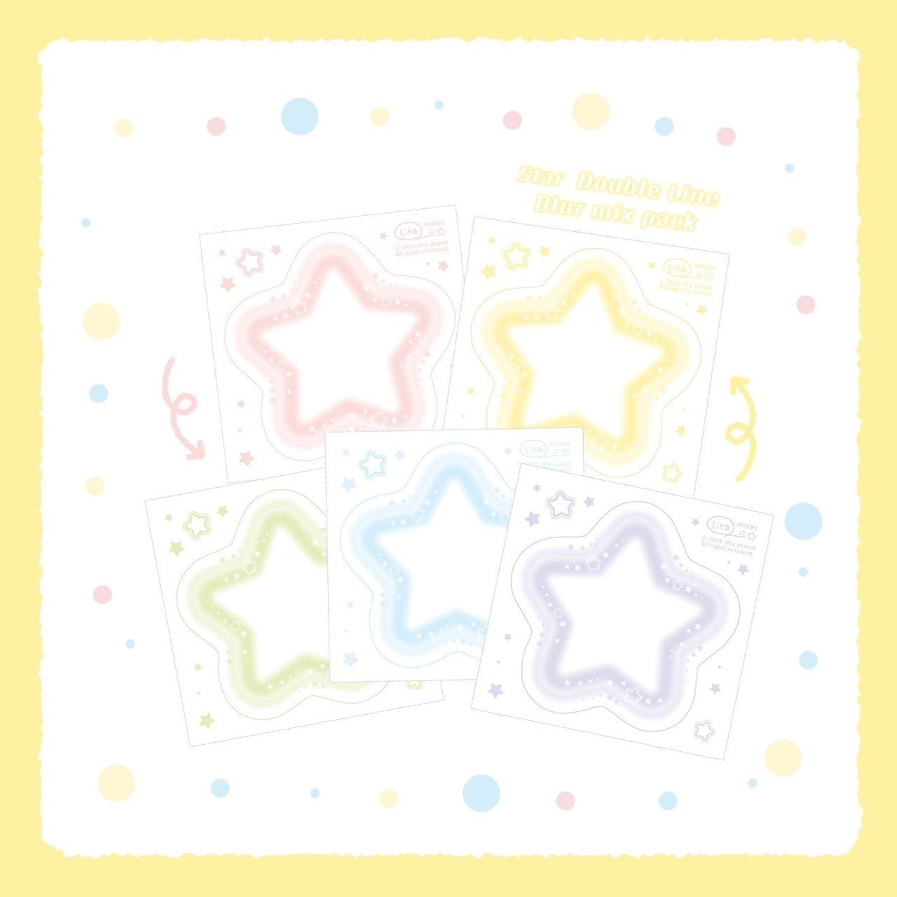 [LT56] Lita Planet Double Line Blur Memo Sticker Pack (shape options)